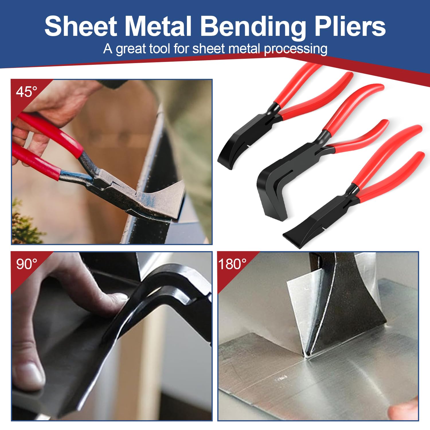 Jeu De 3 Pinces Pliantes à Plier La Tôle 0° 45° 90° - Outil Manuel Portable Pour Tôliers Et Bricoleurs