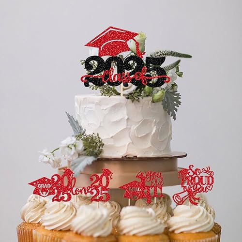 Miniatura 328 de Paquete de 24 adornos dorados para cupcakes de graduación 2025 con purpurina So Proud of You Done Diploma Graduation Cap Cupcake Picks Class of 2025