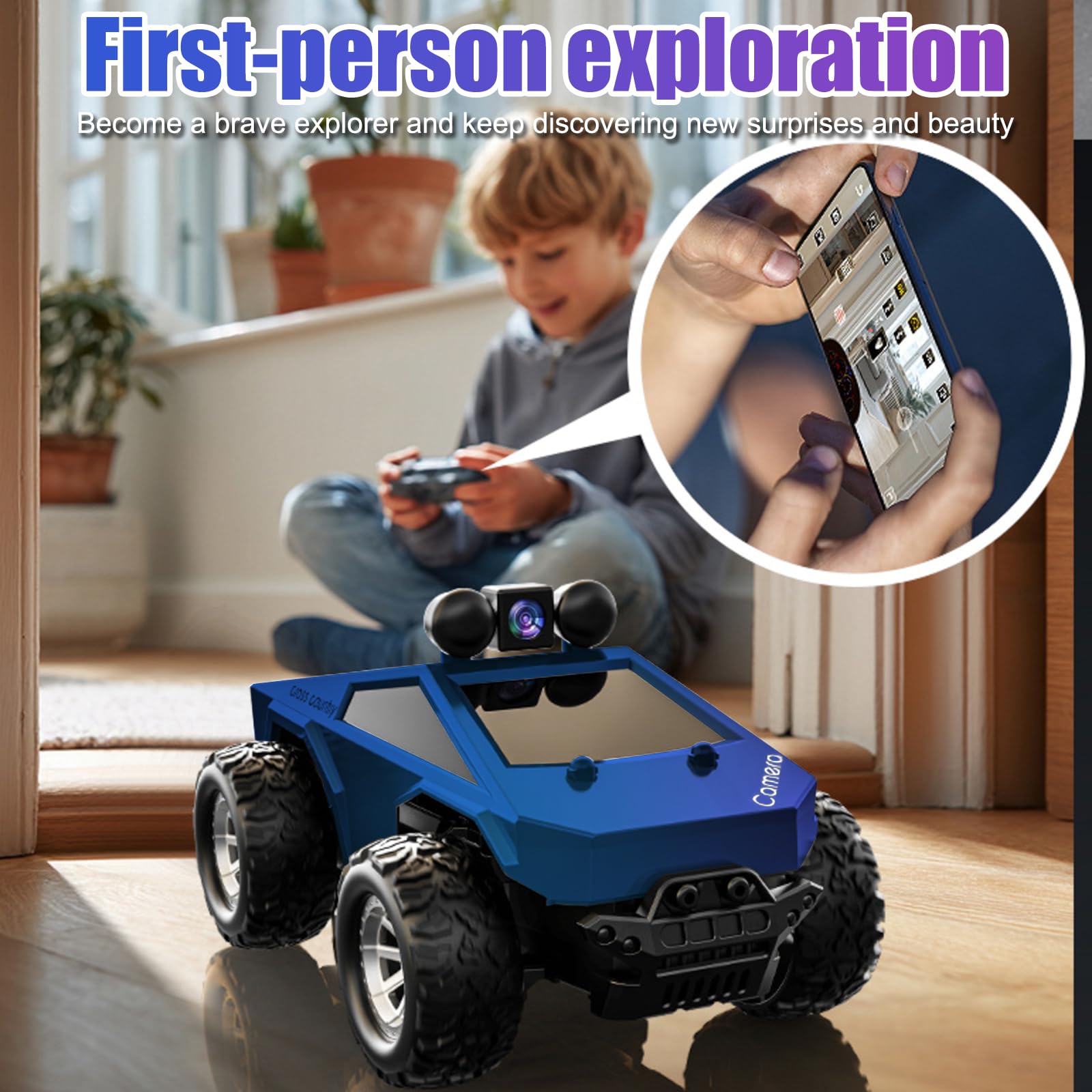 Auto telecomandata fuoristrada 1:28 con telecamera, auto giocattolo ad alta velocità, trasmissione WiFi in tempo reale, con controllo tramite APP, auto giocattolo RC per bambini e adulti