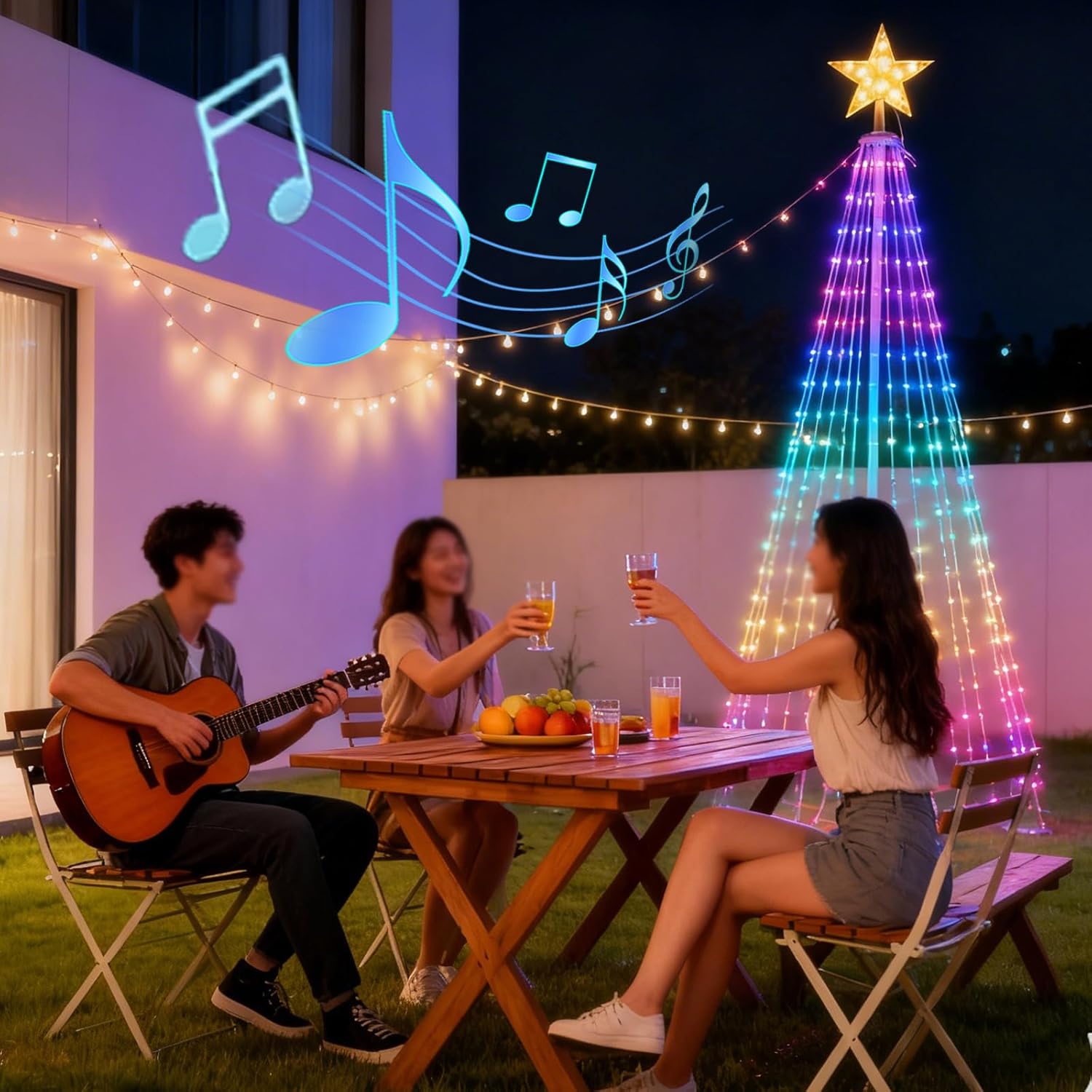 Smart Christmas Cone Tree Lights,8FT 340 LED Music Sync with Remote APP and Local Contorl,Color Changing Christmas Tree with led Lights Show for Indoor Outdoor Decorations - Image 4
