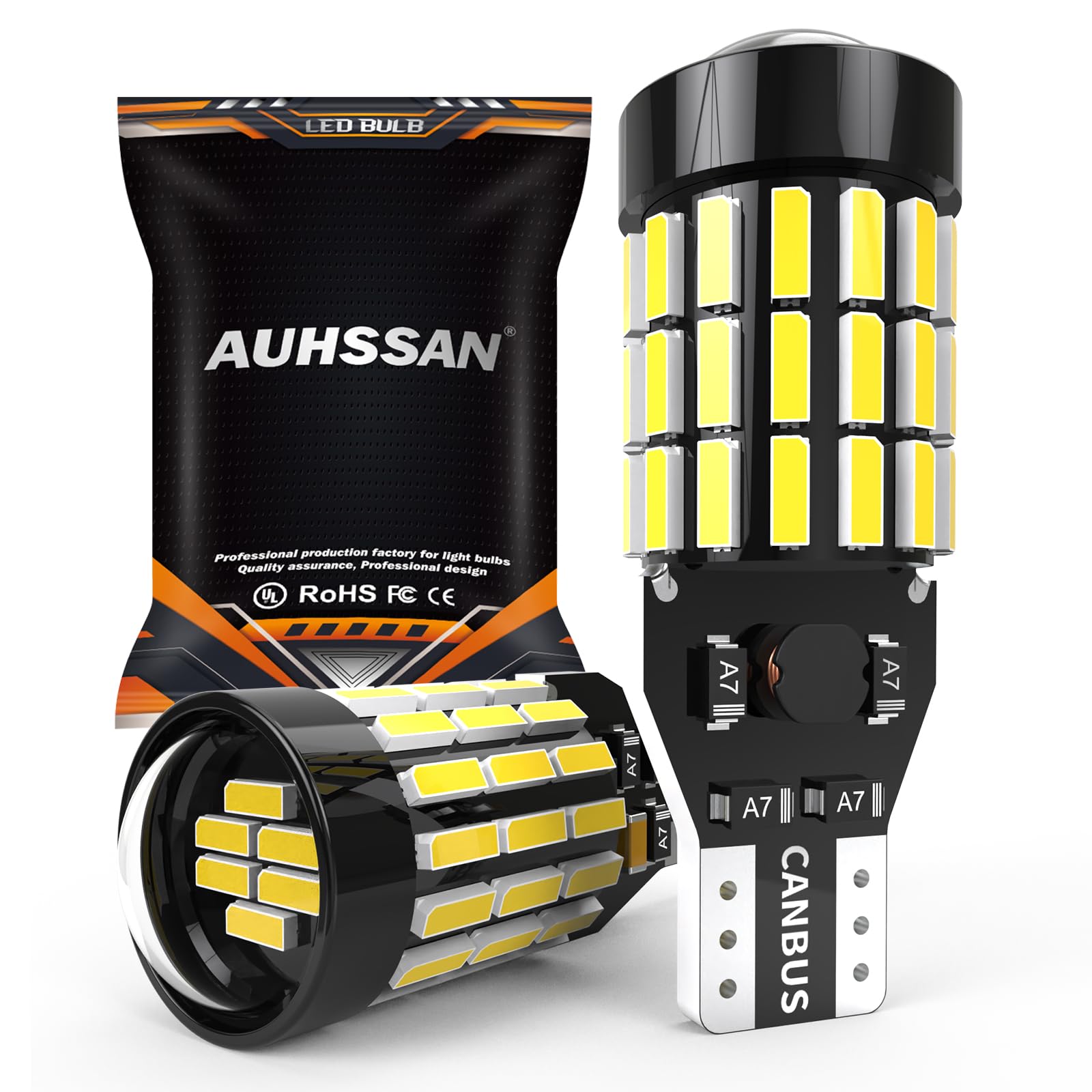T15 W16W LED Bombilla 6500K Blanco Frío 51SMD 921 912 955 Bombilla Automotriz Canbus Sin Error 3000LM para Luces de Marcha Atrás para Automóviles 12V 24V, 2 Piezas