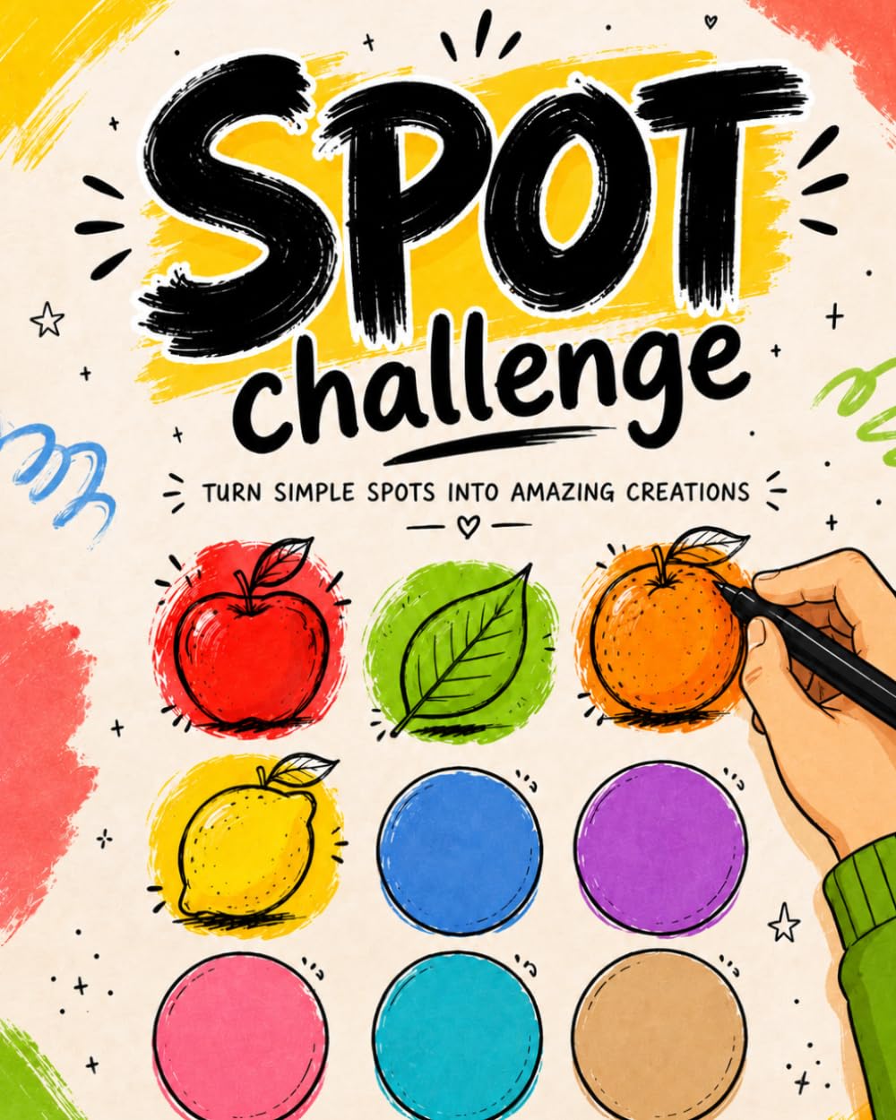 Spot Challenge: Adults and kids coloring challenge, draw inside the color, turn colors into different objects, sketching, coloring challenge