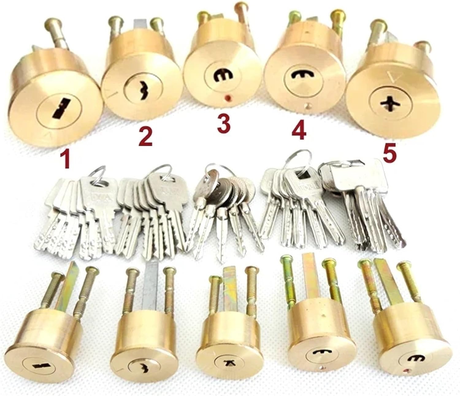 Brass Door Lock Cylinder Gate Locks Different Keys 35-45mm Thickness A 1pcs(Number 4)