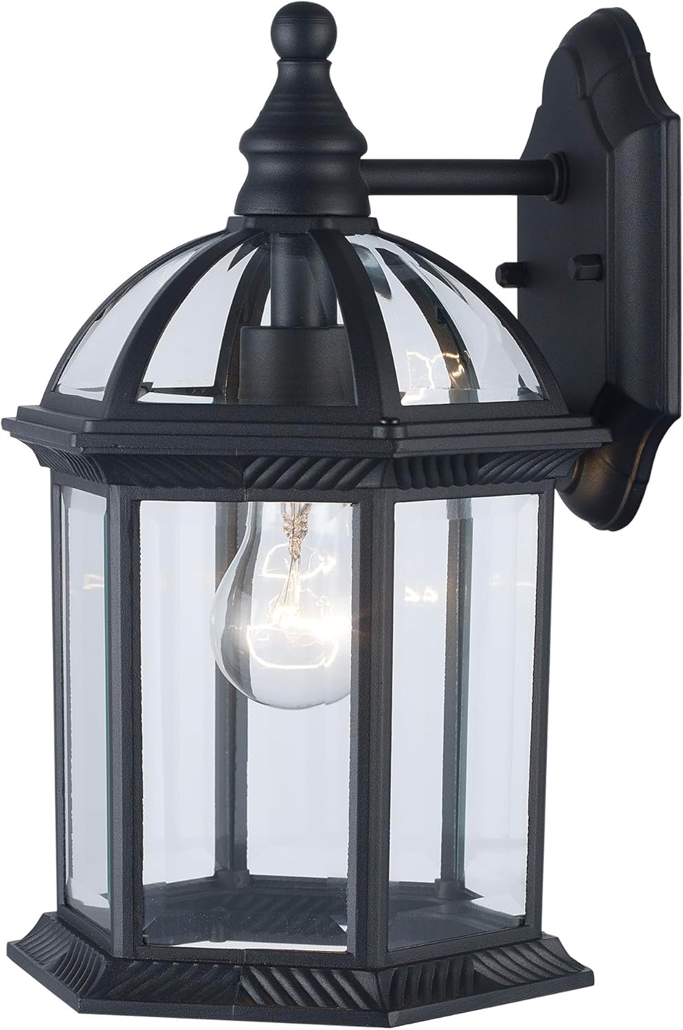 Asher Hamilton 12 Inch Outdoor Wall Light | Satin Black Finish with Glass Shade | Durable Metal Construction | Uses 1 E-26 Lightbulb | Dimmable Outdoor Wall Sconce | Perfect for Patios, Porches, etc.