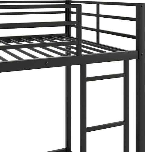 Miniatura 9 de Merax Litera de metal individual sobre individual, litera baja con escalera, color negro Negro -,plateado,Blanco,https://www.amazon.com/dp/undefined