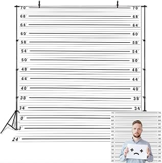 5x7ft Mugshot Backdrop Police Lineup Height Charts Photo Props Mugshot Photography Background Halloween Decoration Photo Booth Studio Props KU477