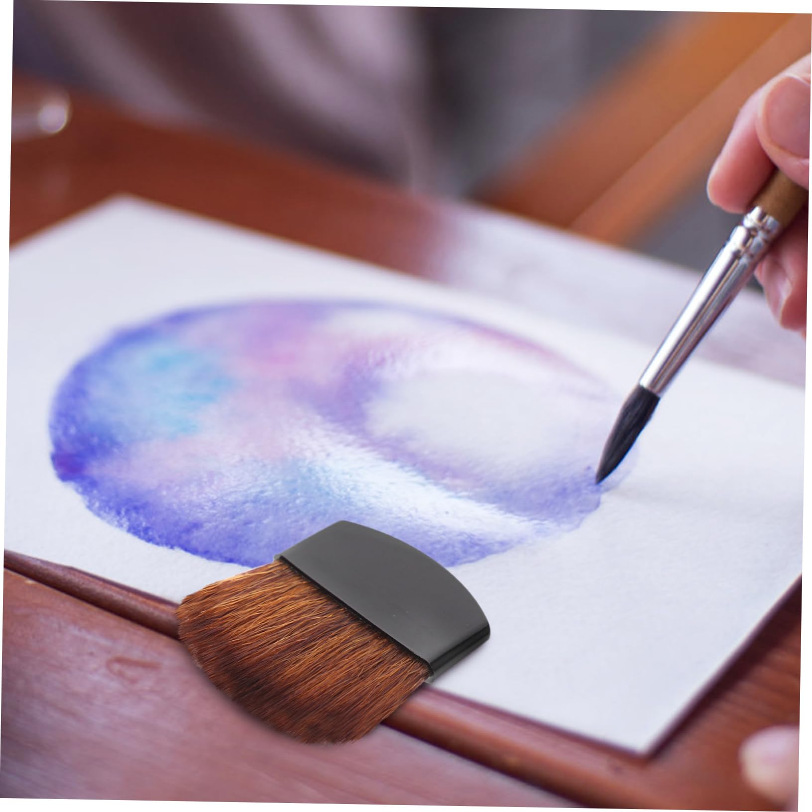 SEWACC 50 Pièces Mini Brosse Pinceau de Peinture Artistique Pinceau Plat Pinceau Sumi balayette Control Pinceau Blush Pinceau Aquarelle portatif Pinceau d'artiste Multifonction Bois Black