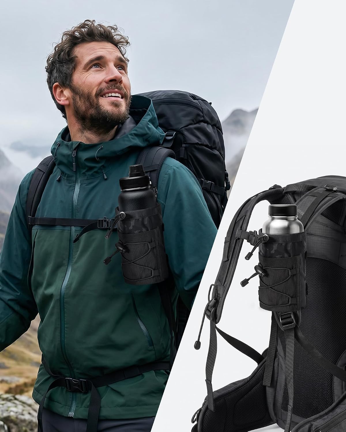 HowFly Water Bottle Holder for Backpack Molle Water Bottle Pouch Bag image 4