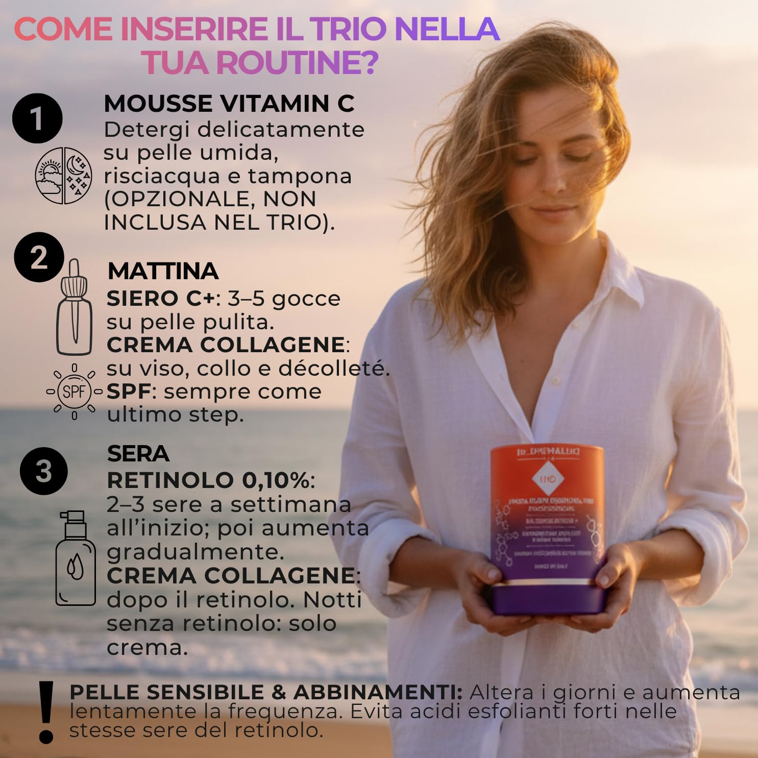 Dr. Dermaluci Lab Cofanetto Regalo Anti-Età Donna BIO - Routine Completa con Retinolo, Collagene & Vitamina C - 2 Sieri + Crema (3×100ml) - Per Pelli Sensibili, Nickel Tested, Made in Italy