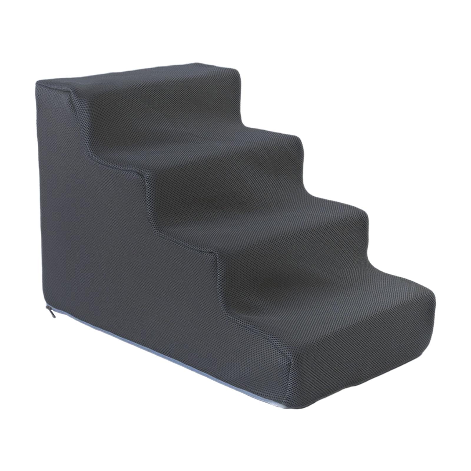 Scale per Animali Scaletta per Cani Piccoli Gradini Morbidi Rampa per Gatti Portatile con Copertura Lavabile E Fondo Antiscivolo Adatto per Cuccioli, 4 gradini grigio scuro