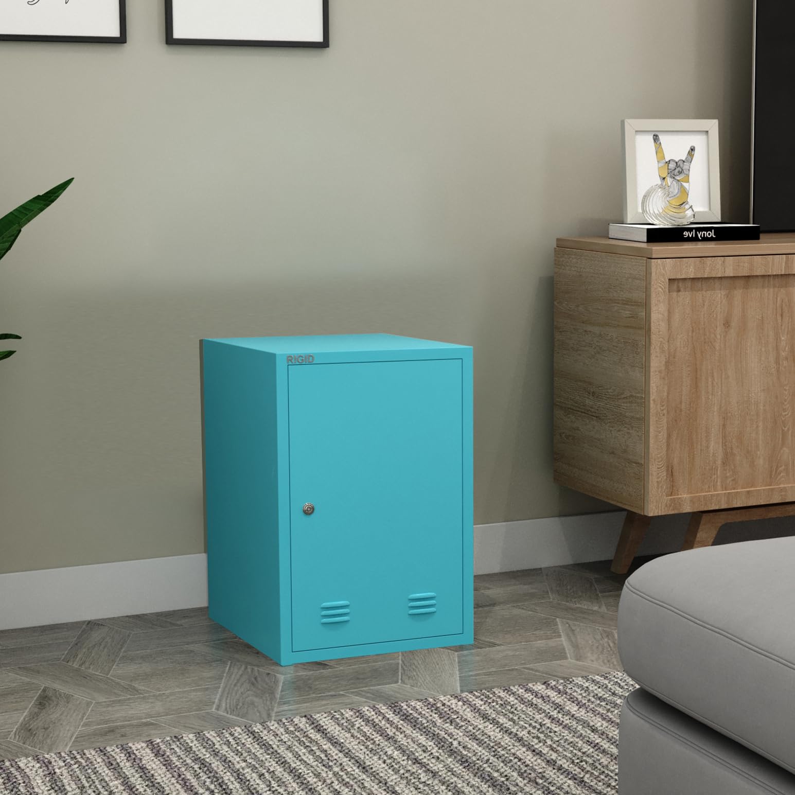 RIGID Mini Steel Locker with Lock | Compact Lockable Storage Cabinet for Home, School, Gym, Office & Garage | Strong Build Quality, Secure Personal Organizer, Blue (41.5D x 35.5W x 67.5H CM) Assembled