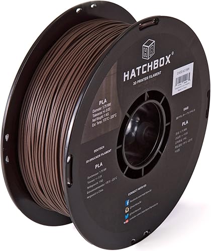 HATCHBOX 3D WOOD-1KG1.75-BRN Filamento para impresora 3D, con precisión de +/- 0.03 milímetros, de 1/16 pulgadas, color café. Bobina de 2.2 libras.