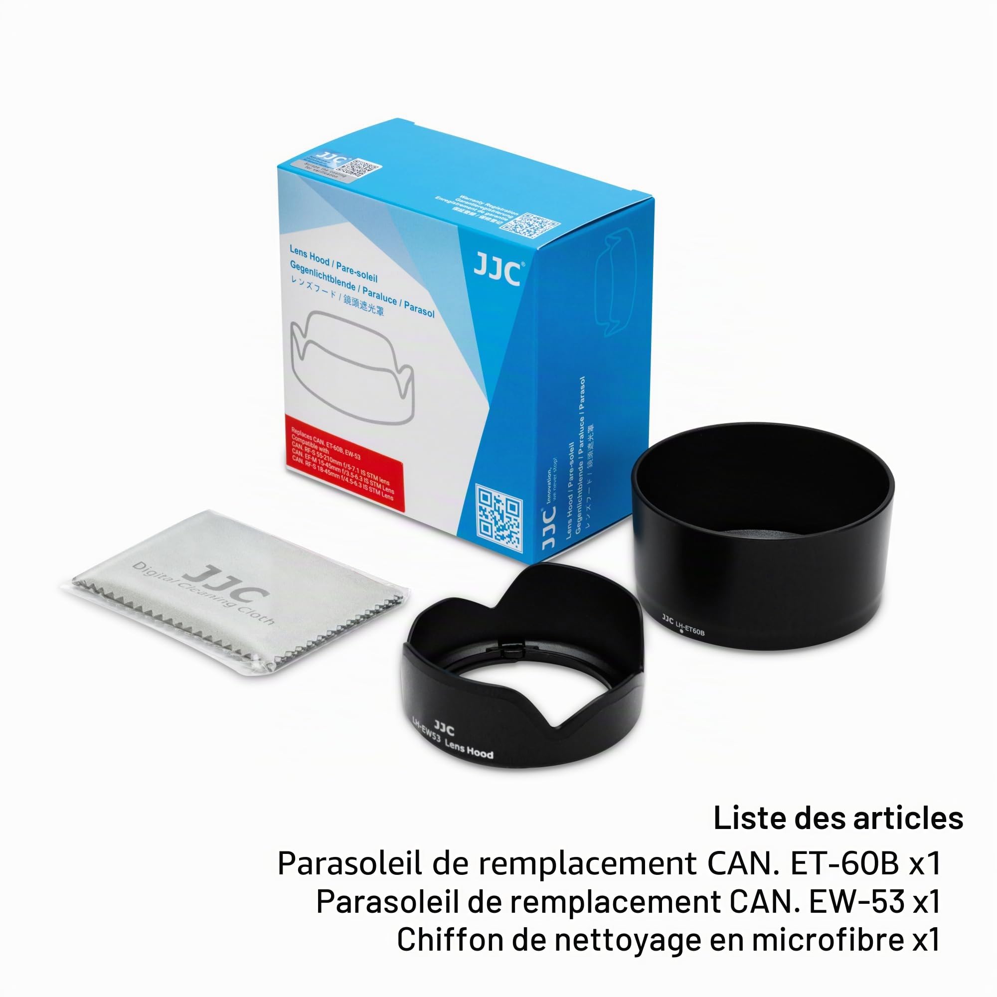 JJC Kit de pare-soleil pour Canon RF-S 55–210 mm F5–7.1 IS STM et Canon EF-M 15–45 mm f/3.5–6.3 IS STM et Canon RF-S 18–45 mm f/4.5–6.3 IS STM – Remplace Canon ET-60B et EW-53