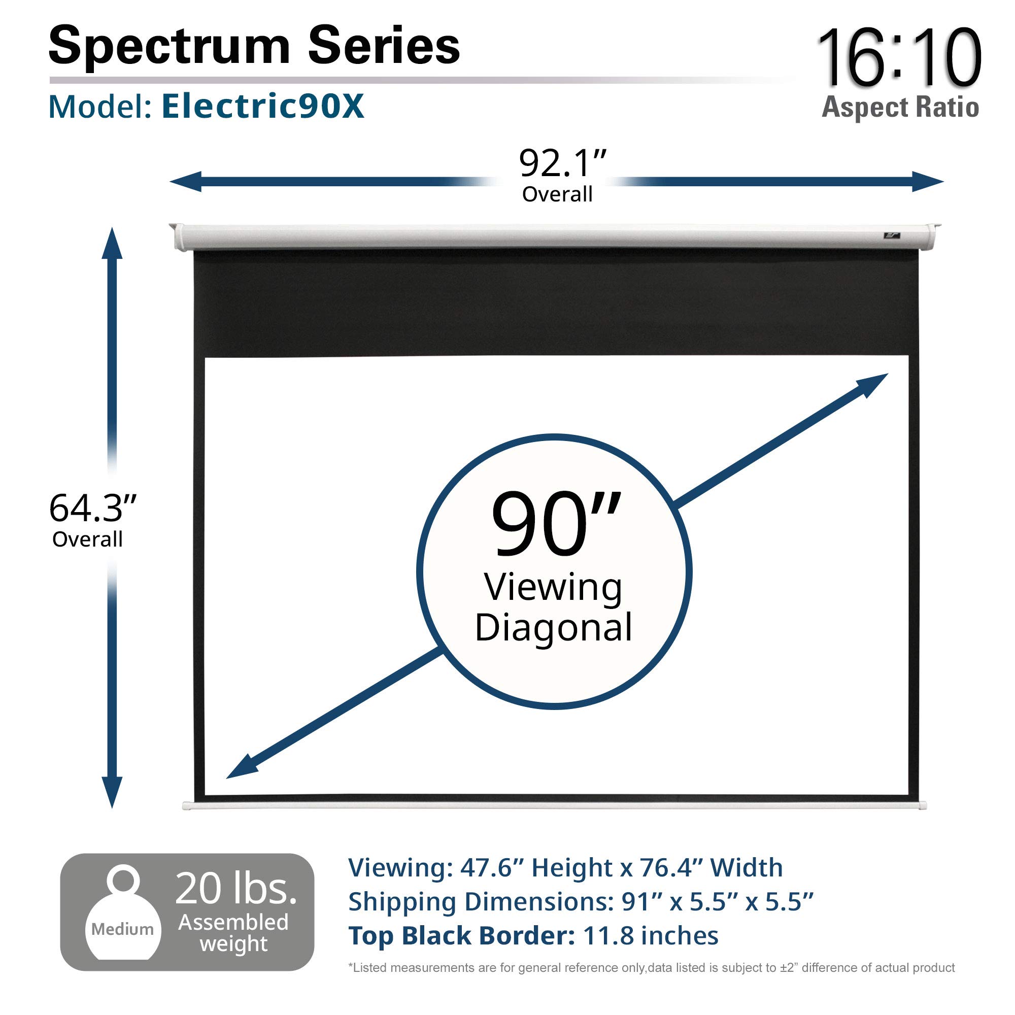 Buy Elite Screens 90" Spectrum Electric Motorized Projector Screen with