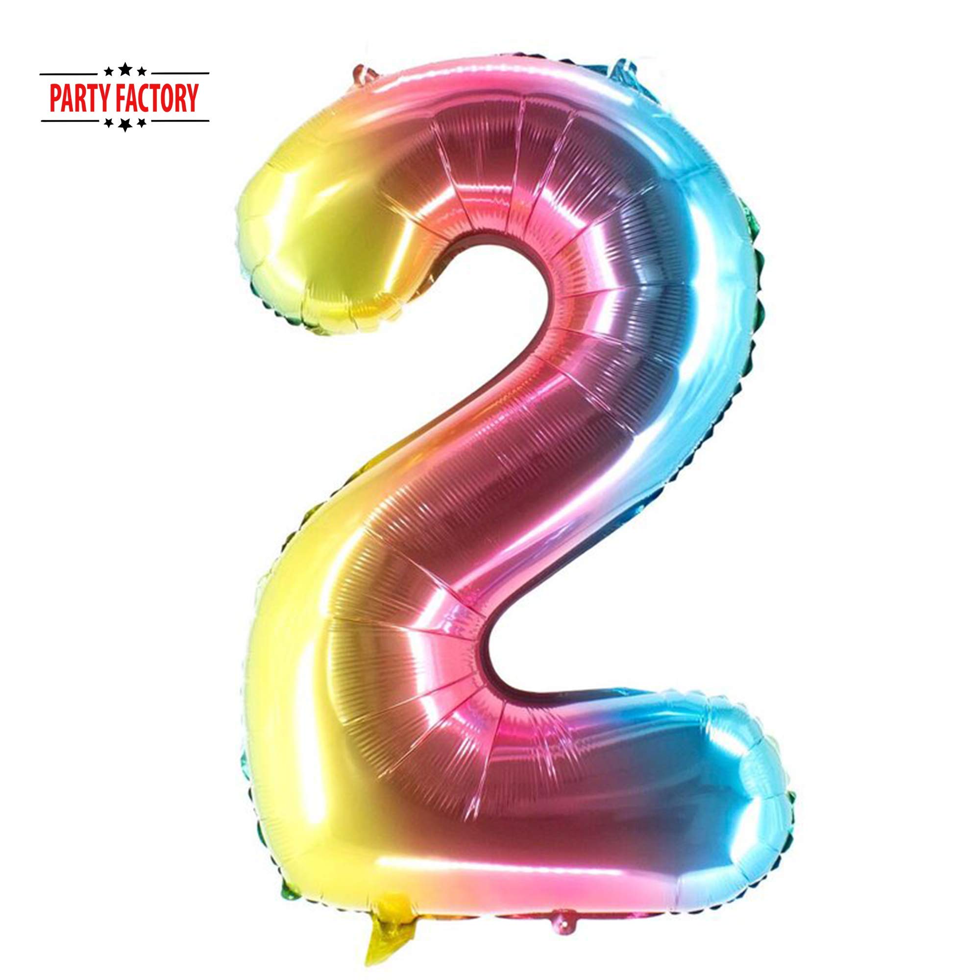 XXL Folienballon Zahl 2 – 100 Cm Groß, Mehrfarbig – Für Helium Oder Luft, Mit Aufblashilfe – Perfekt Für Geburtstag & Party