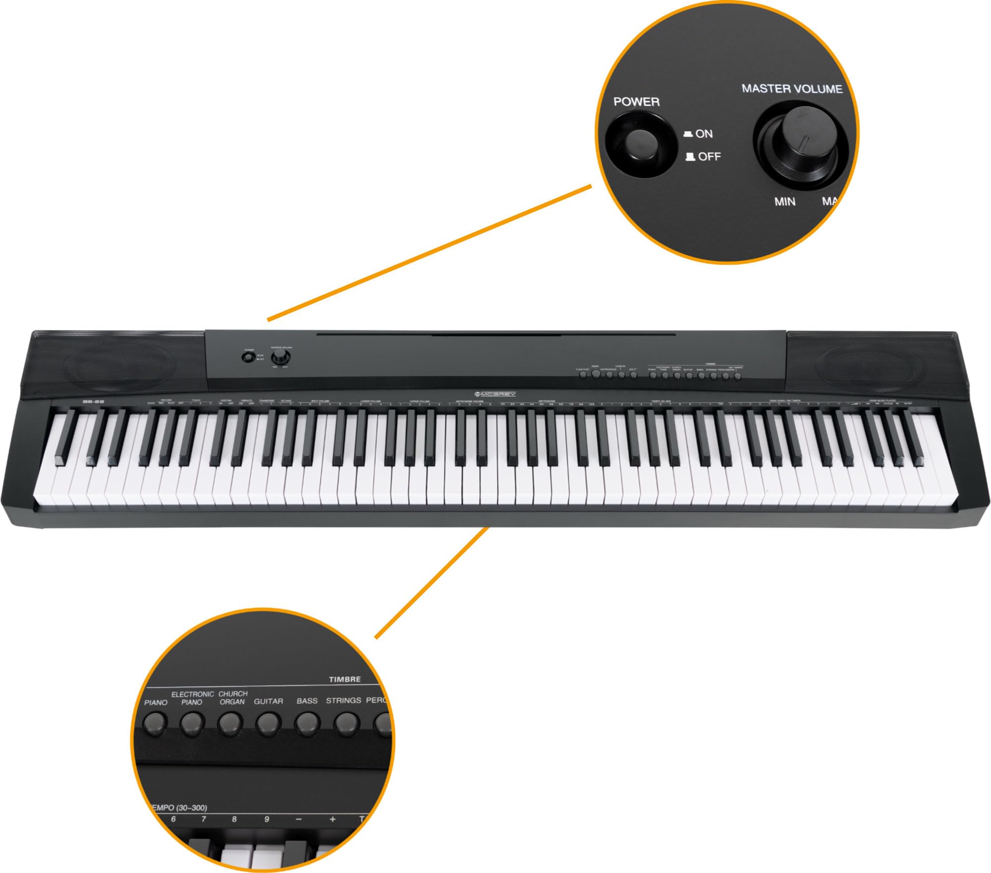McGrey BS-88 Keyboard Trolly Set - Einsteiger-Keyboard in Stagepiano-Optik mit 88 Tasten - 146 Klänge - Split-, Dual- und Twinova-Funktion - inklusive Sustain-Pedal - schwarz