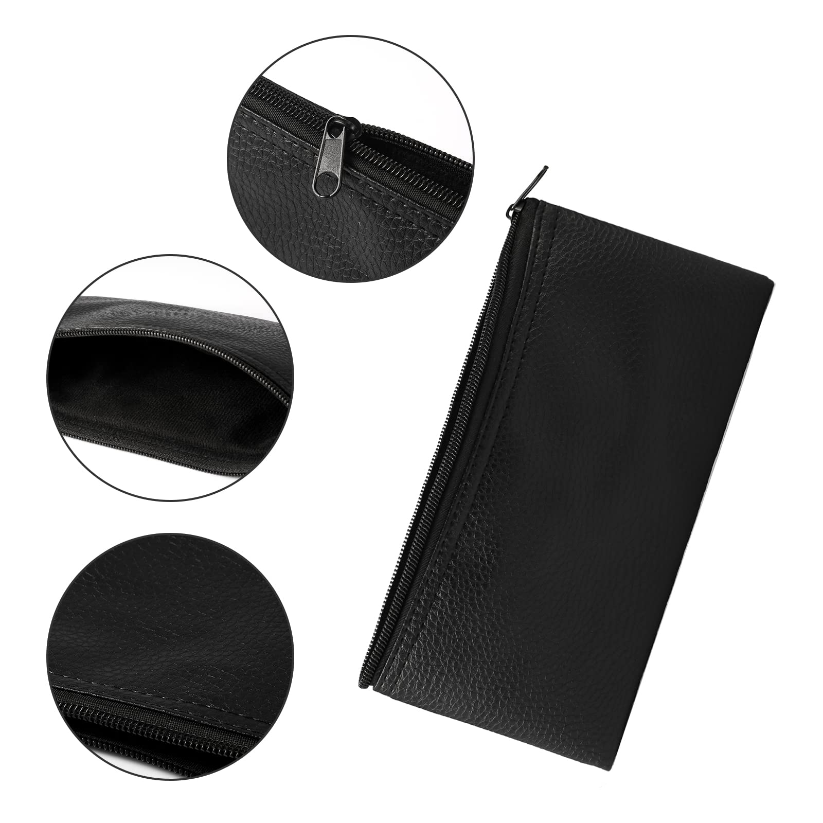 SAVITA Sacoche pour Microphone Sans Fil, 235x107mm Zippée Sacoche Microphone Cuir Support de Sac Microphone avec Fermeture Éclair Également pour Tenue de Fournitures Fixes (Noir)
