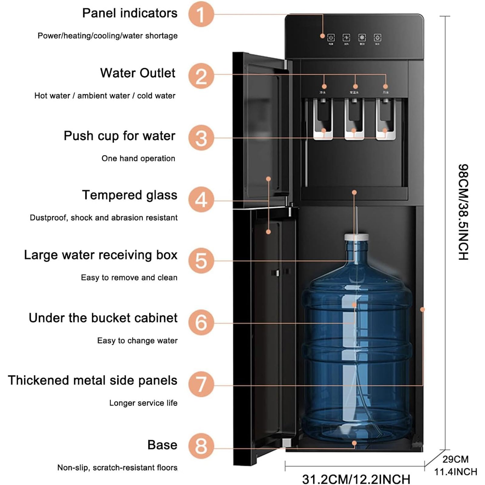 Wasserspender für gekühltes und raumtemperiertes Wasser – Einfache Installation, Ideal für den Einsatz Zuhause und in kleinen Unternehmen entwickelt (Grey)