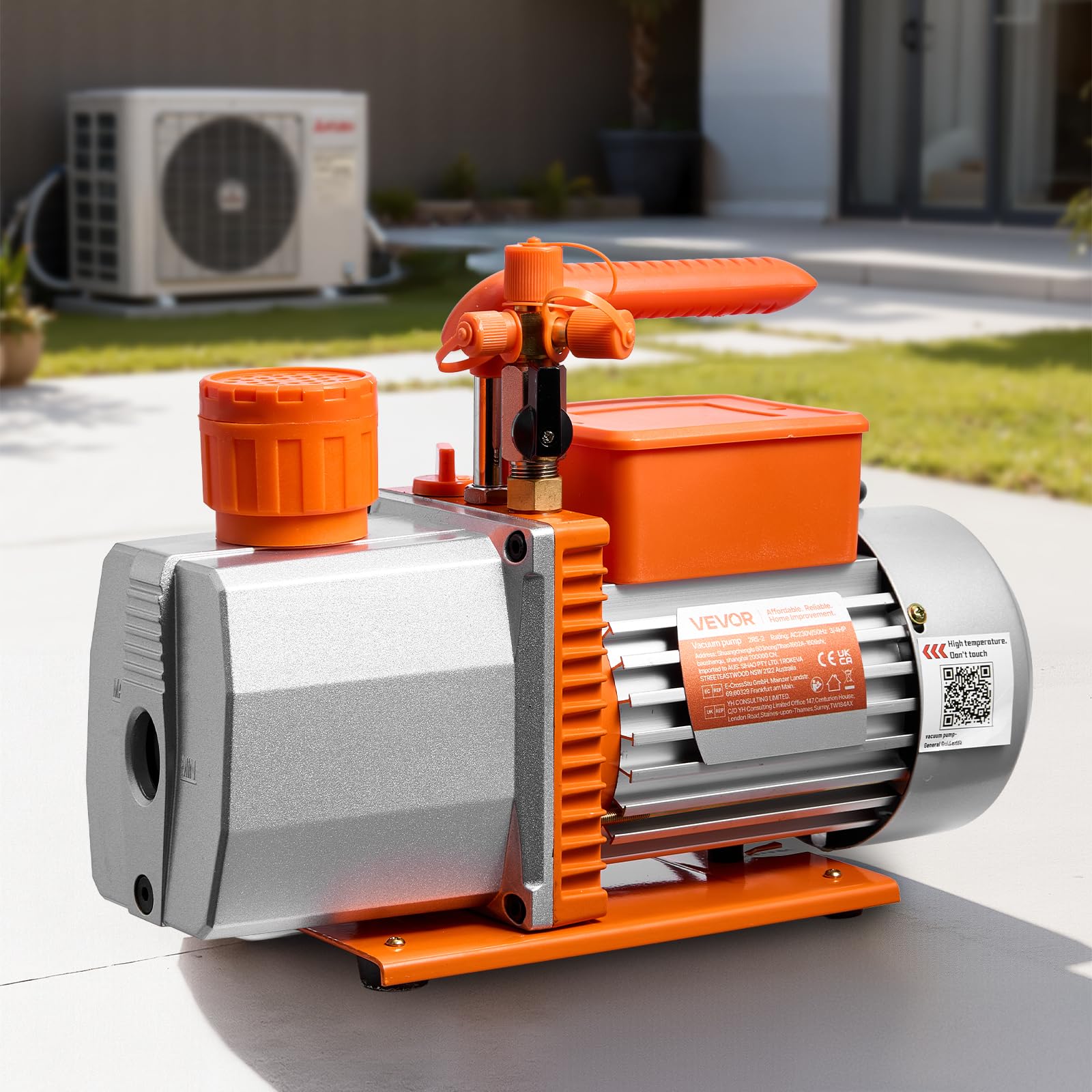 VEVOR Vakuumpumpe 7 CFM 198 L/min 2-stufig 550 W 4-poliger Motor für R134a R22 R410a R1234YF R32 Kfz-Klimaanlagen Harzentgasung