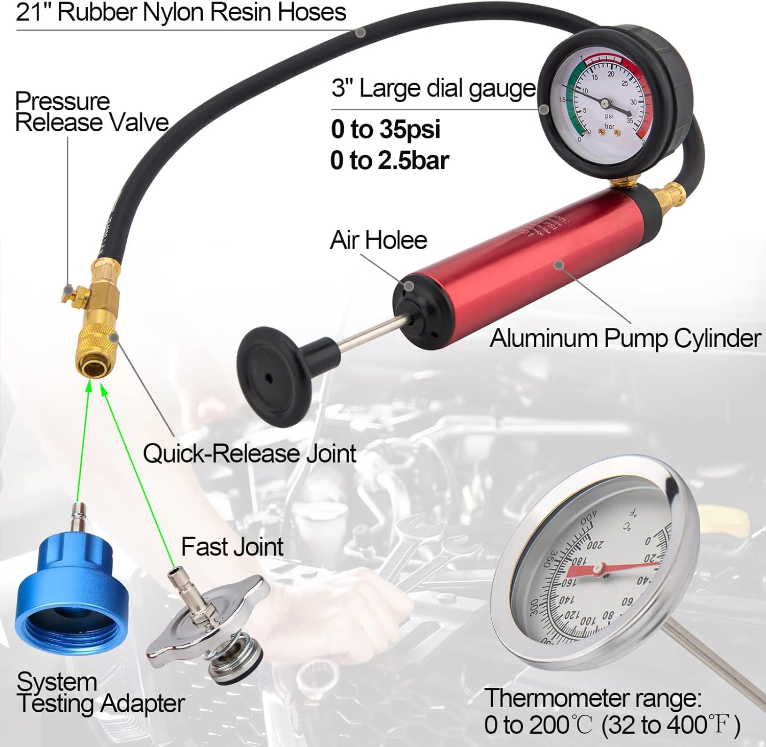Buy BOOTOP PIN Radiator Pressure Tester Kit, Coolant Pressure Tester