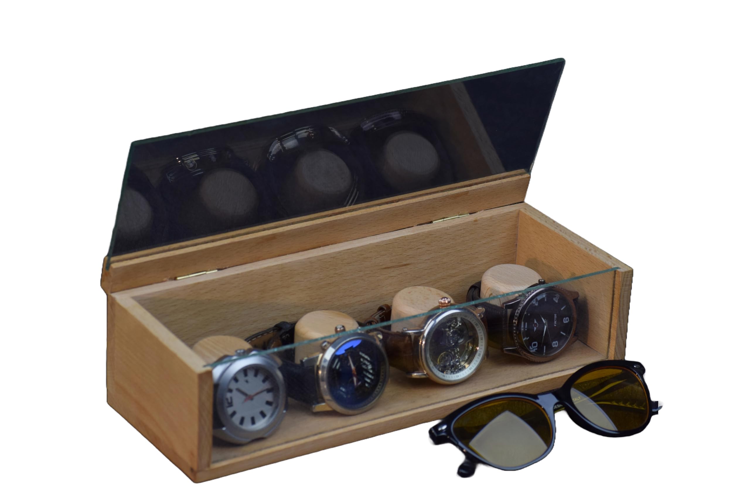 NJ craft house Watch stand Organizer For Men and Women, Wooden watch box, Watch case box for men, Honeycomb 4 Slots Box Organizer with Glass Display Top = 11.D x 3.5 W x 3.H inches (B0D4HPL9G7) Amazon Price History, Amazon Price Tracker