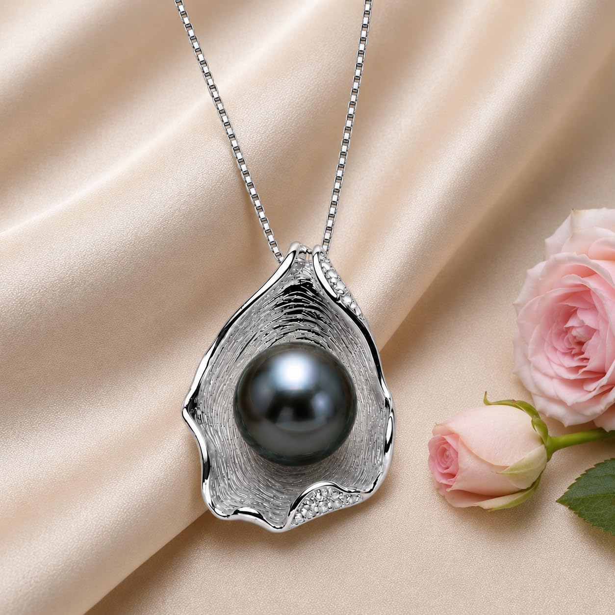 NONNYL Tahitian-Black-Pearl-Necklace Birthdays Gifts for Wife Women Her Wedding Birthday Anniversary Valentines Christmas Jewelry Gift for Her - For Mothers Day Gift For Mom Girlfriend