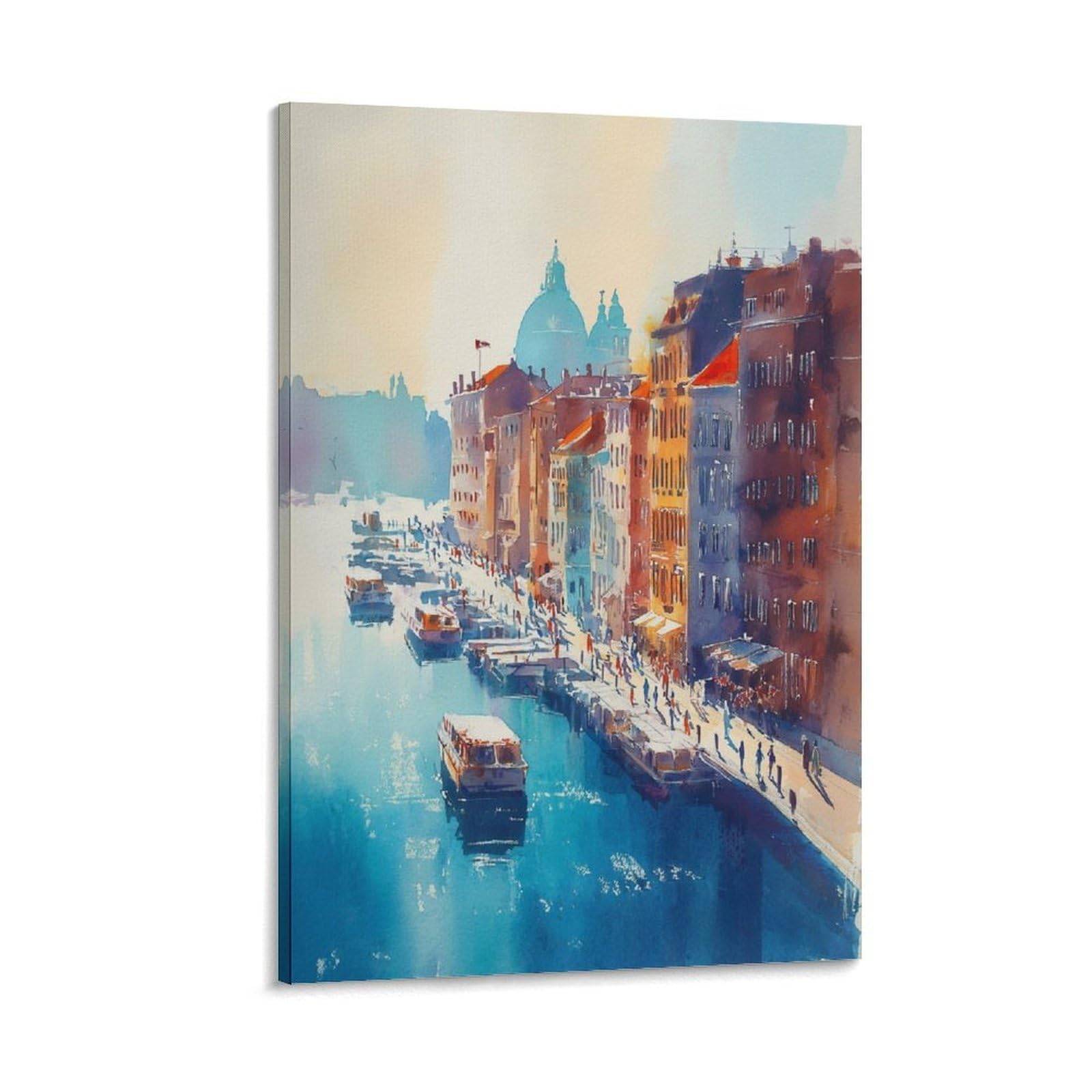 LCYNNH Boston Skyline Watercolor Print Cityscape Wall Art Posters 24x36inch(60x90cm) Print Home Bedroom Office Living Room Decor Canvas