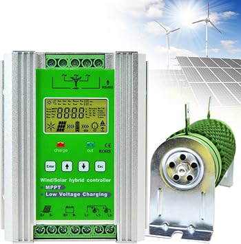 Wind Solar Hybrid Charge Controller 3000W-10000W, 12V/24V/48V Regulator MPPT Wind Solar Hybrid Boost Controller, for Wind Turbine Generator Charger Battery,48V-4000W