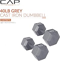 Vista 79 de CAP Barbell Mancuerna hexagonal de hierro fundido Múltiples opciones Negro