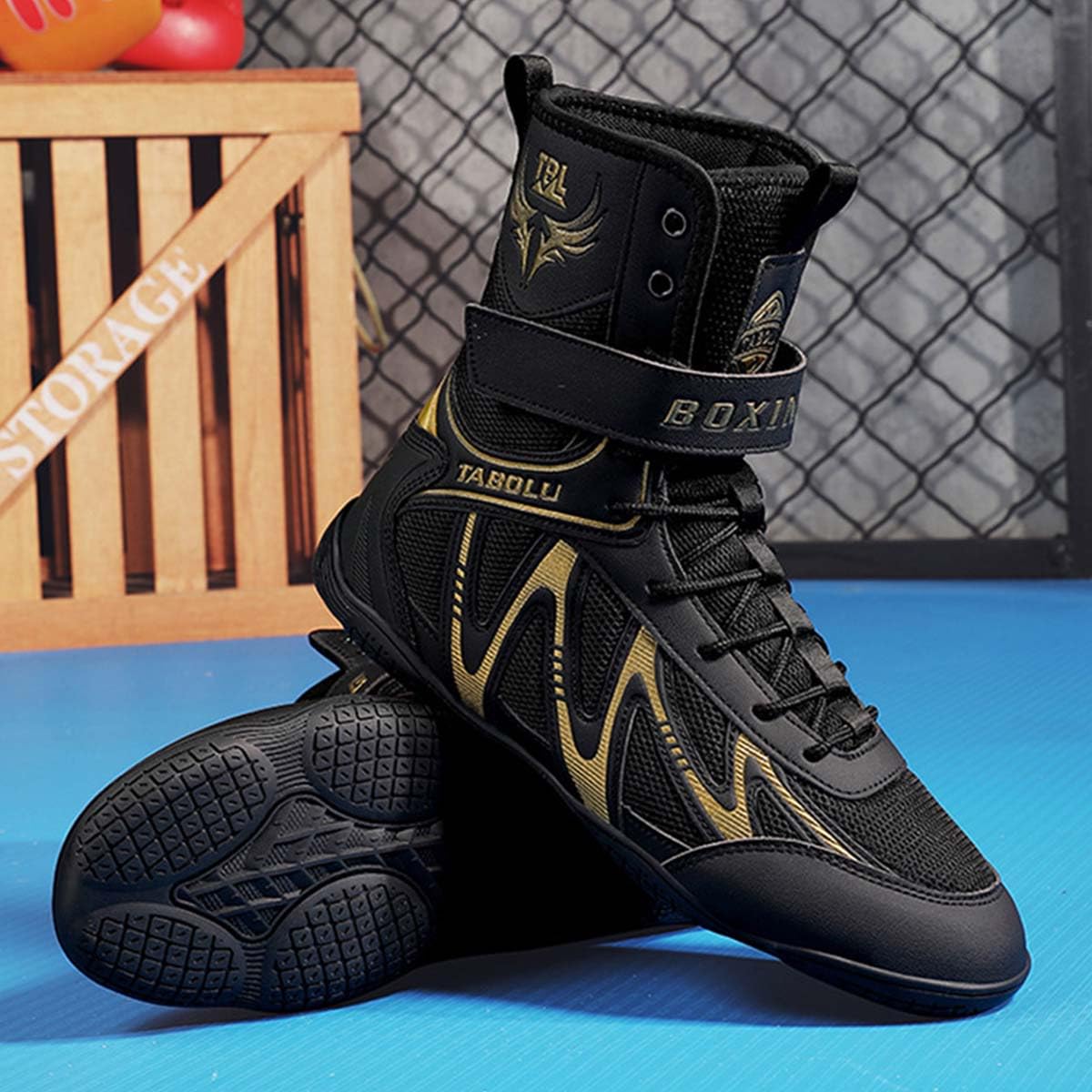SDEQA Zapatos De Boxeo Hombre Zapatos de Entrenamiento Lucha Transpirables Interiores Botas de Fitness Competición Marciales,Juvenil