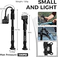 Vista 3 de NUWAB Mini Bomba de Bicicleta, Bomba de Mano Portátil de 10 Pulgadas, 100PSI, Soporta Shrader y Presta, Bomba de Bola de Salida Rápida de Aire