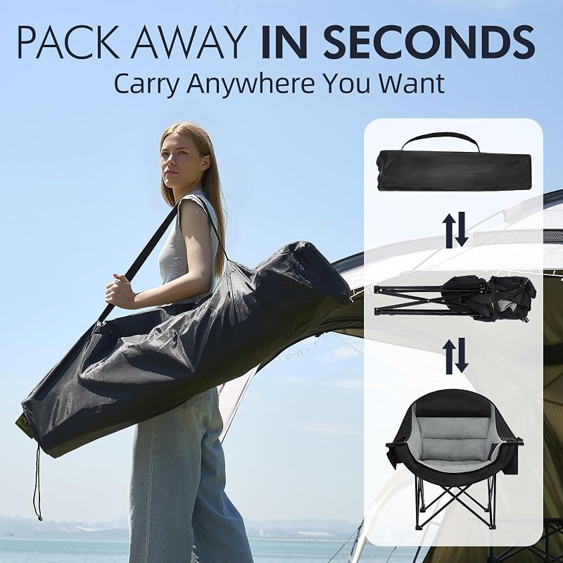 Oversized Camping Chairs for Adults - Heavy Duty Padded Outdoor Camp Chair image 6