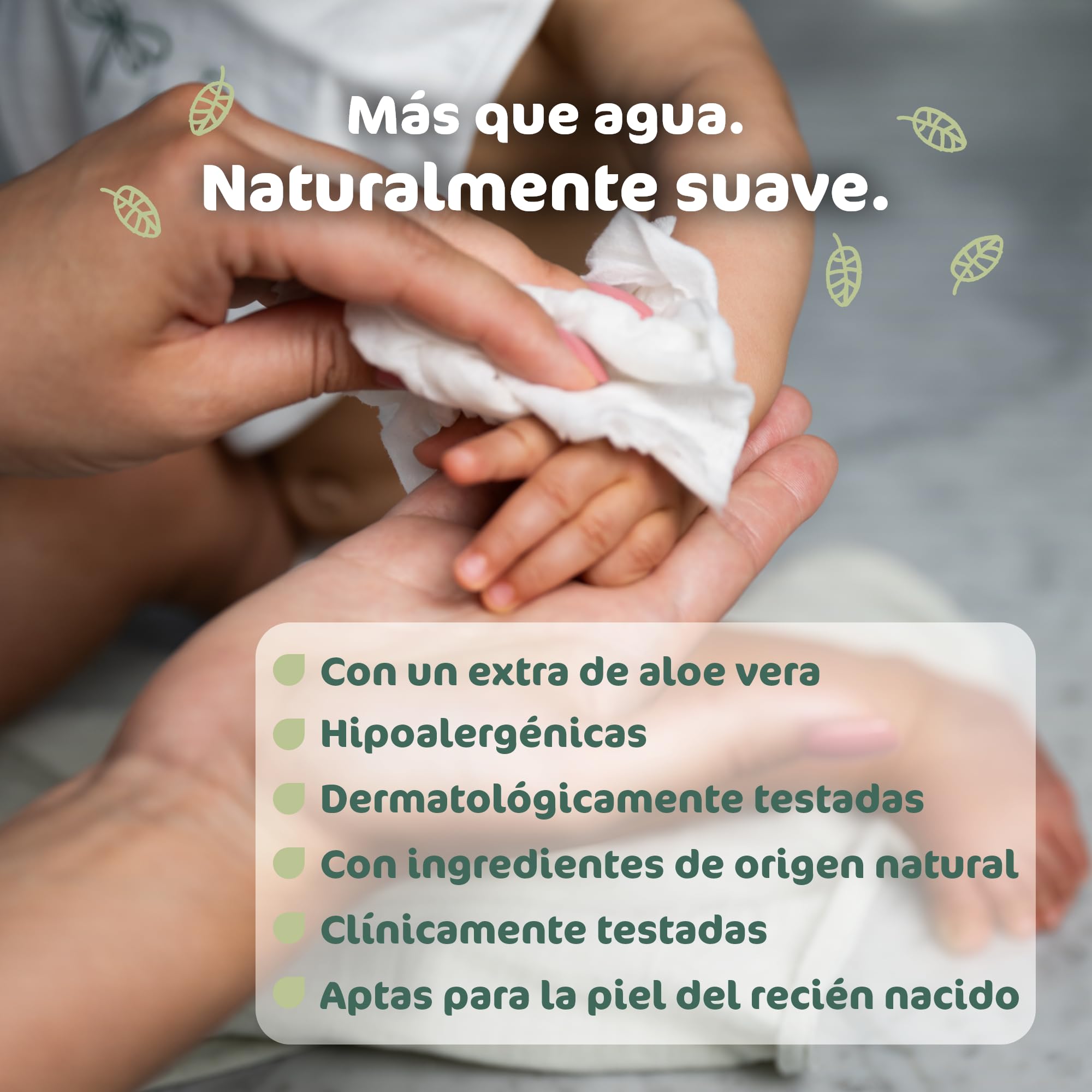 Naty Toallitas para Recién Nacidos y Bebés con Aloe | 98% Agua, Hipoalergénicas y Naturales para Piel Sensible | Sin Perfume, de Origen Vegetal | Dermatológicamente testadas | 672 uds (12 paquetes)