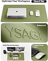 Vista 8 de YSAGi Protector de escritorio de cuero, tapete de oficina, alfombrilla grande para mouse, secante antideslizante de cuero PU, escritorio