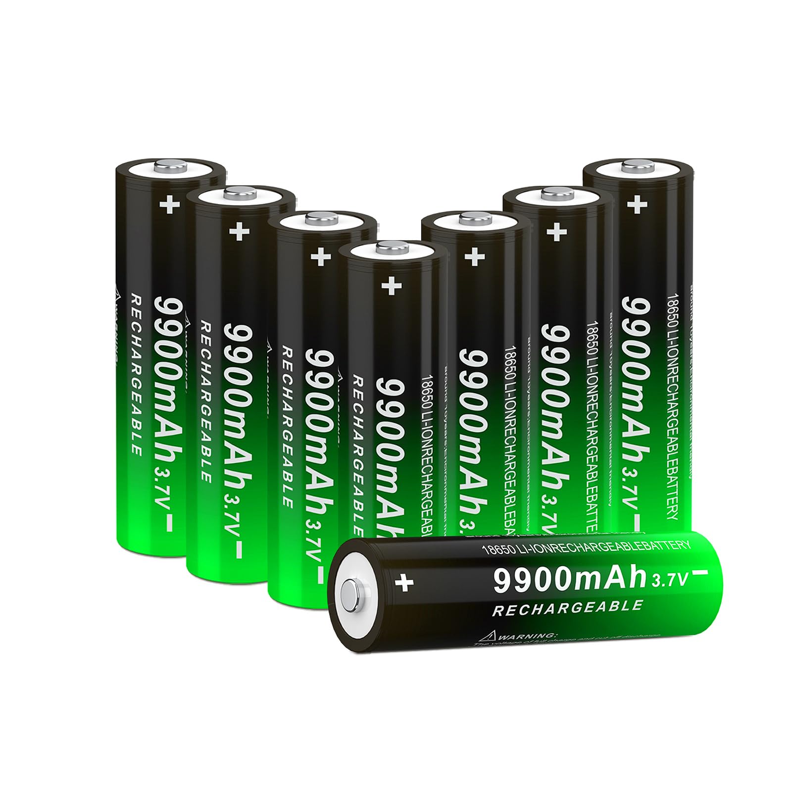 18650 3.7V Rechargeable Battery Button Top with 9900Mah High Performance Design Tool for Camera & Flashlights, Clocks, Toys House Use -8 Pack