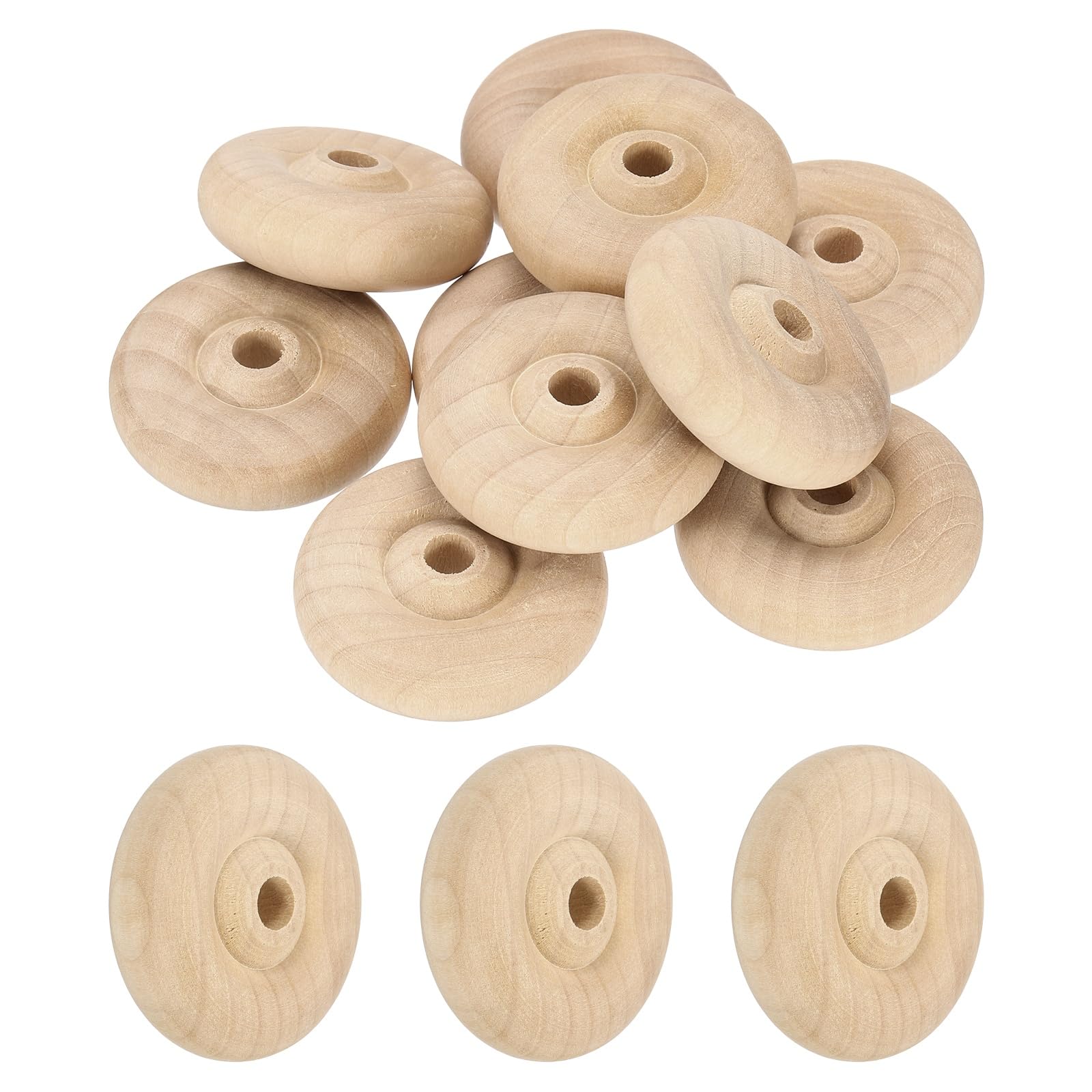 sourcing map 10 Pcs Wooden Wheels, Unfinished Wooden Craft Wheels for Crafts DIY Toy Cars Painting Colors Woodworking Projects, 1.5 Inches Dia