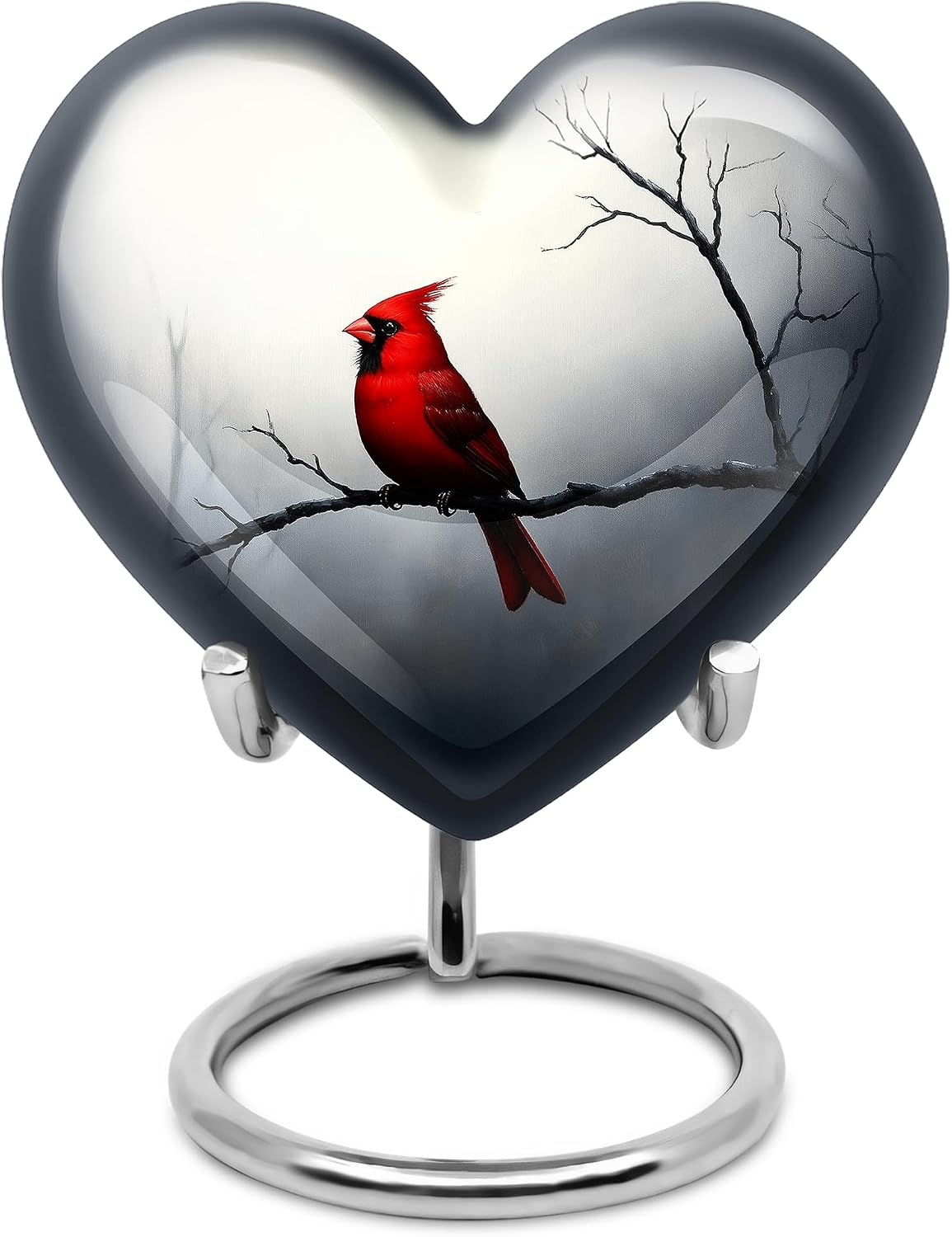 Cardinal Heart Urns Human Ashes, Cremation Urn Heart Shape, Burial & Funeral for Adult Remains, Memorial Gift for Father & Mother, Brown, Medium, 6 Inch