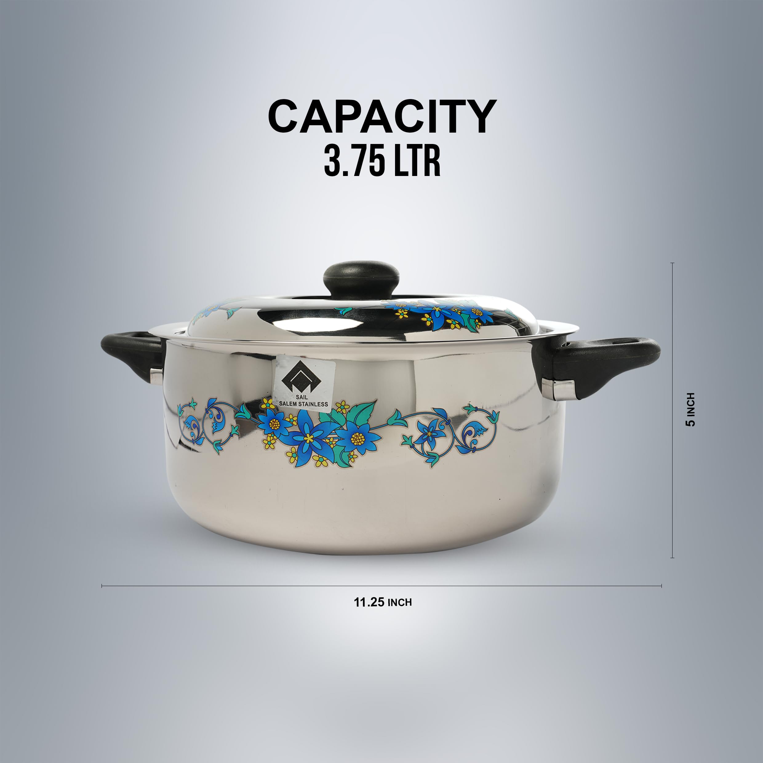 SAIL SALEM STAINLESS Casserole 3.75 Liters | Premium 304 Grade Stainless Steel | Leak-Proof, Insulated Food Storage | Ideal for Large Gatherings and Events