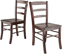 Winsome Benjamin Ladder Back Chairs, Antique Walnut, Set of 2 - Solid Wood Dining Chairs for Kitchen or Hall