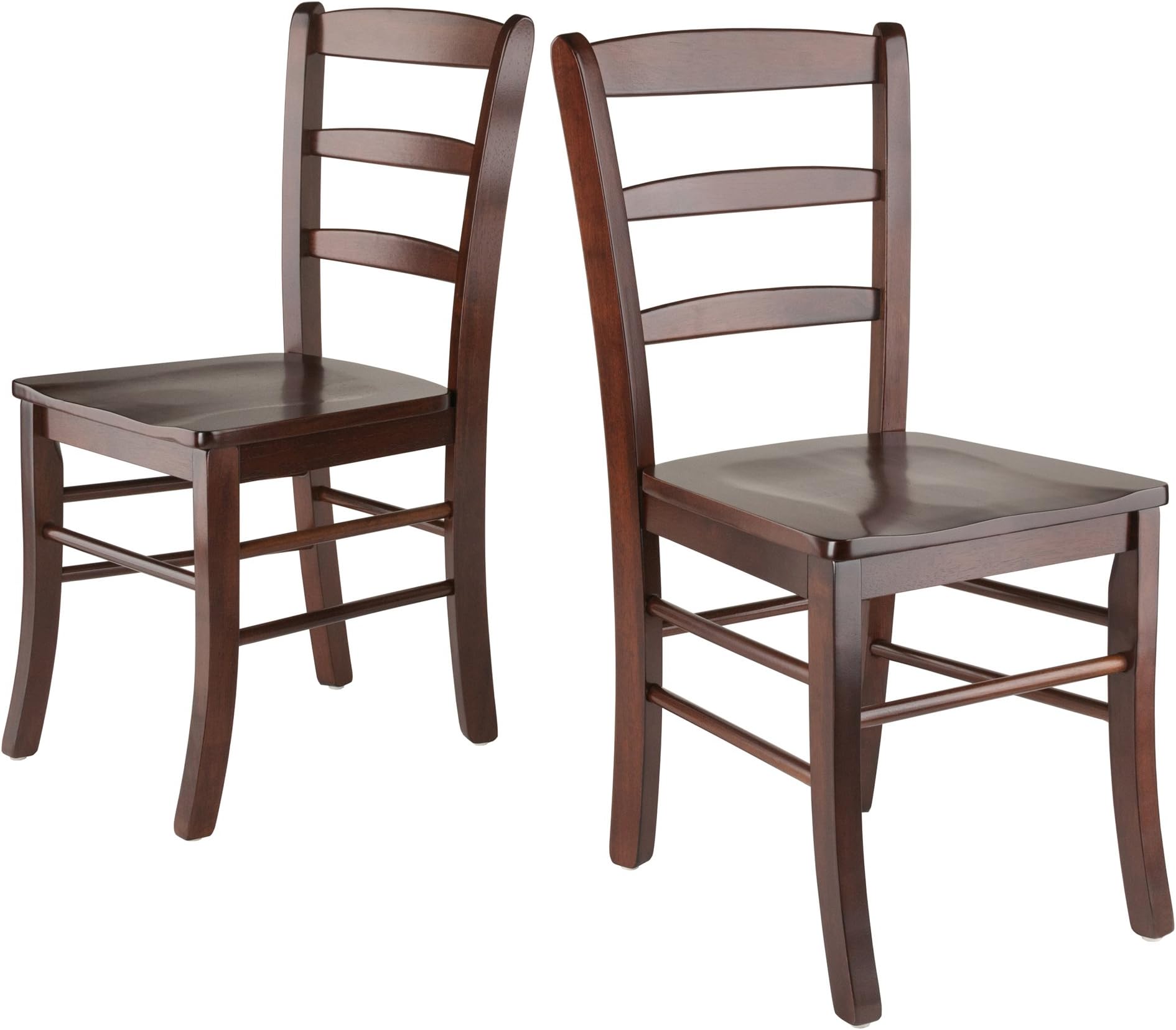 Winsome Benjamin Ladder Back Chair Set of 2 in Walnut, Classic Backed Kitchen & Dining Room Chairs, Simple & Elegant Home Seating Solution, Great for Office, Hallway, Bedroom