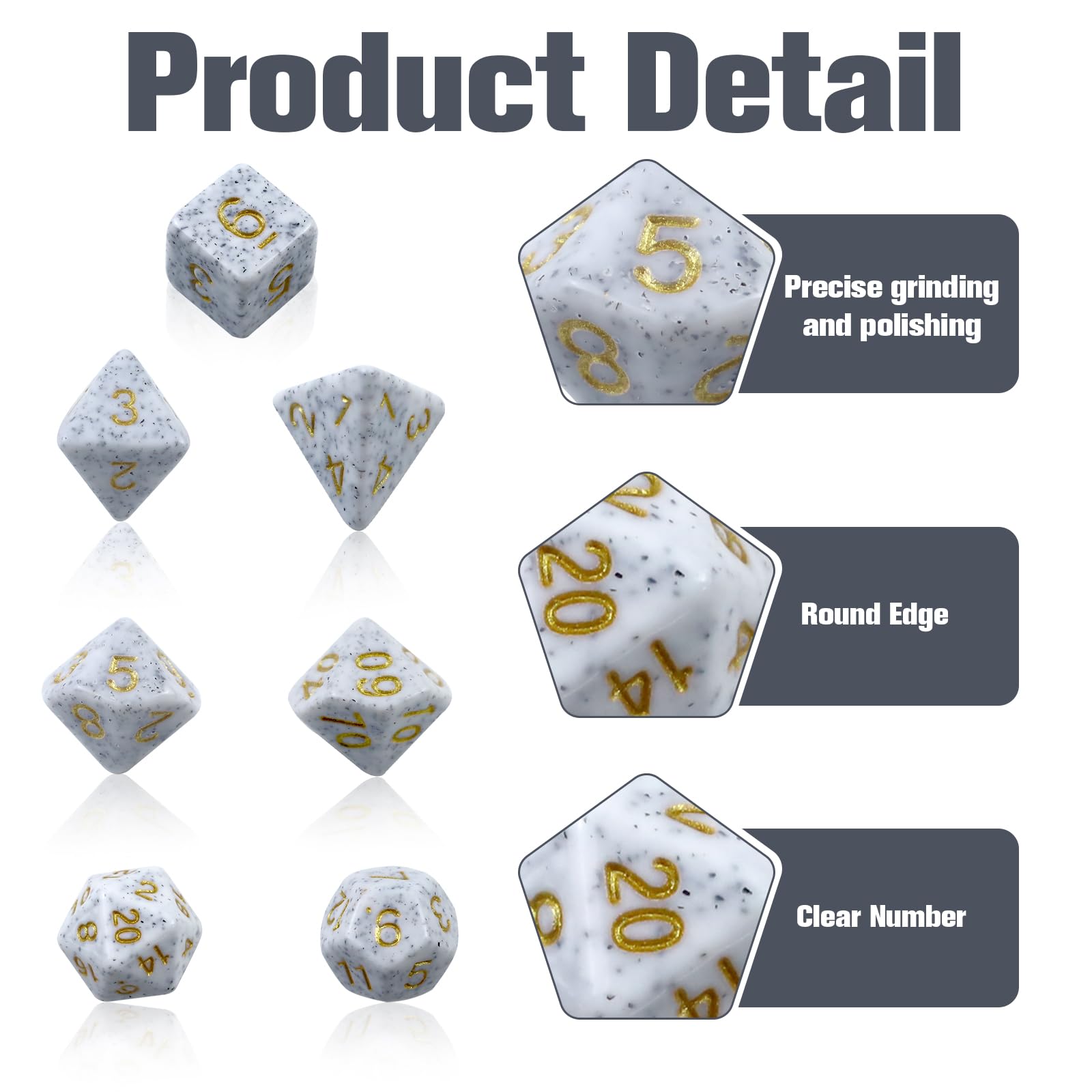 Set di 7 dadi poliedrici, dadi in poliedro con glitter DND Dice per Dungeons & Dragons RPG MTG DND (blu screziato)