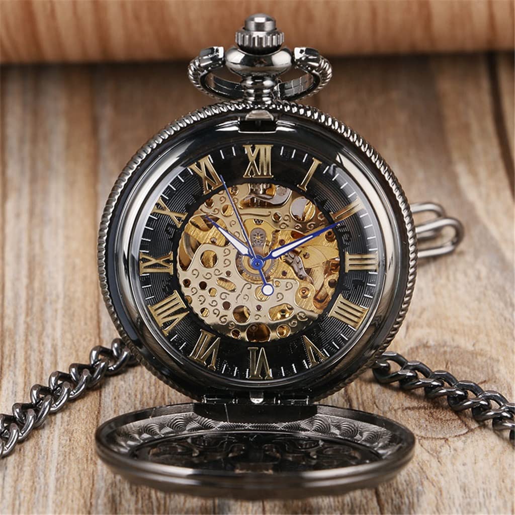 steampunk czaszka automatyczny mechaniczny prezent zegarek kieszonkowy łańcuch pamiątki zegarków męskich i damskich (Kolor: A, Rozmiar: 4,8 cm) (A 4,8 cm)
