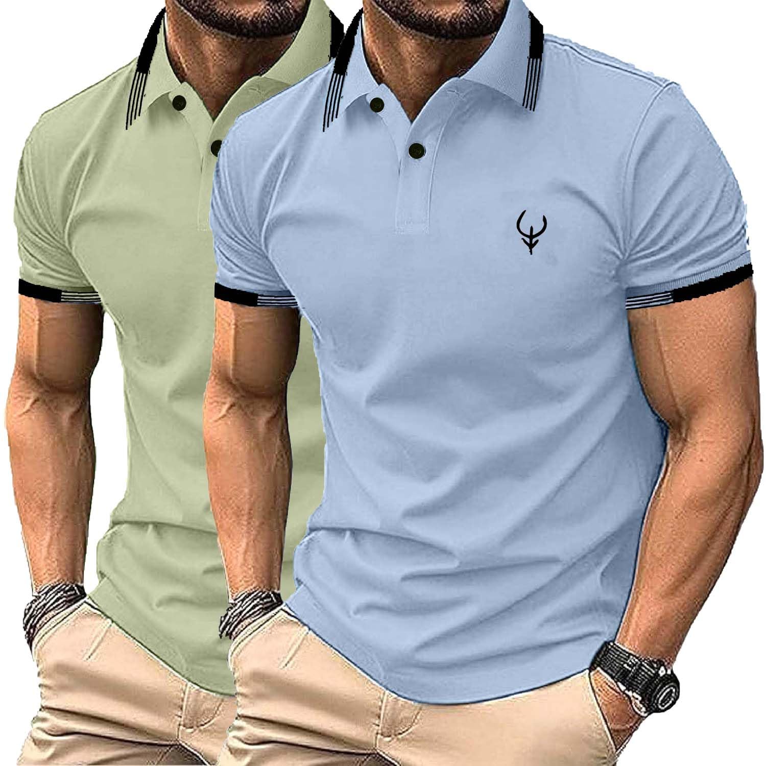 Lymio Polo T Shirt for Men || Men Casual T-Shirt || Polo Available in Combo Pack of 2 (Polo-41-42-SkyBlue-Pista-3XL)