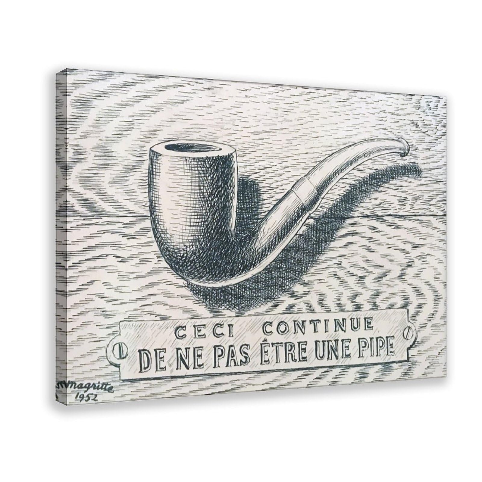 WCYB A Treachery of Images by Rene Magritte Surrealism Posters Prints Canvas Deco Paintings Wall Art Frame 24" L X 36" W