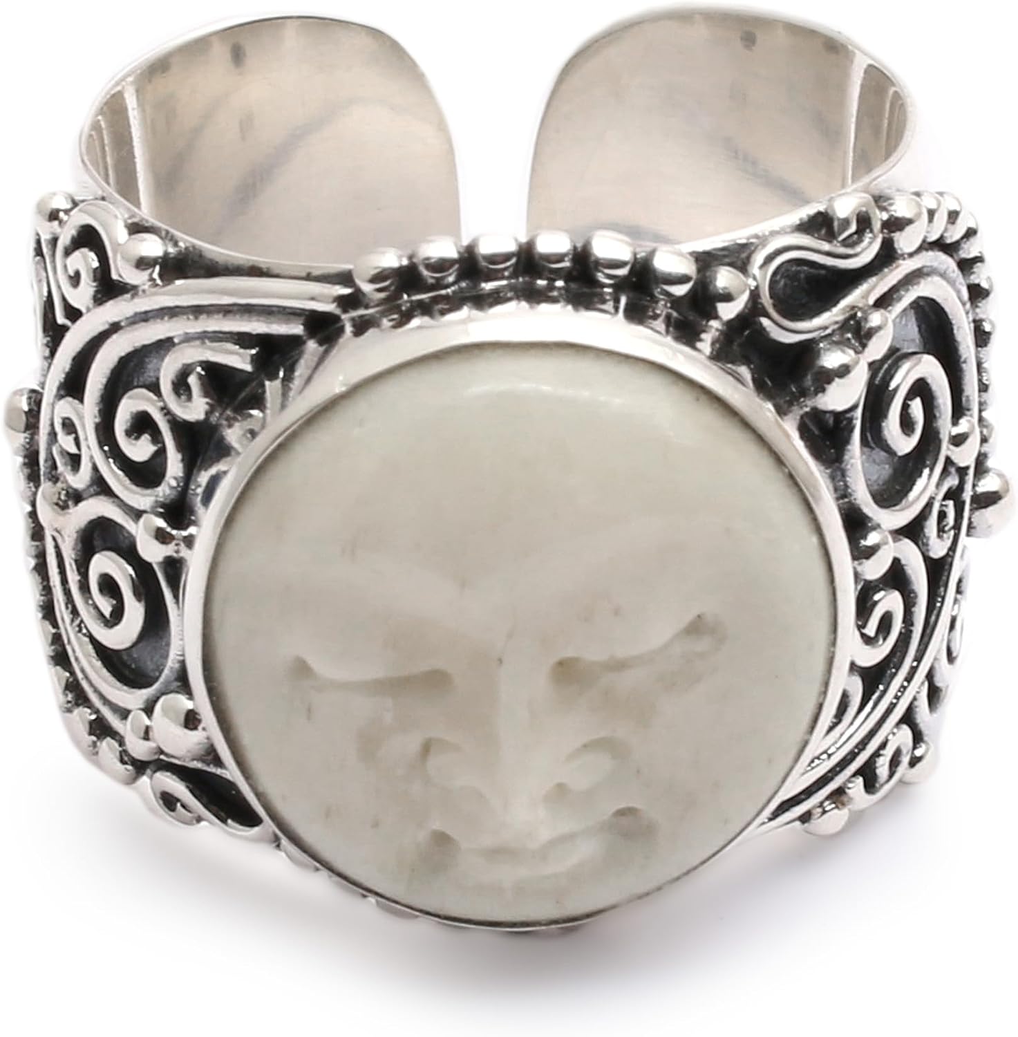 NOVICA No Stone .925 Sterling Silver Bone Men's Wrap Ring 'The Serene Moon'