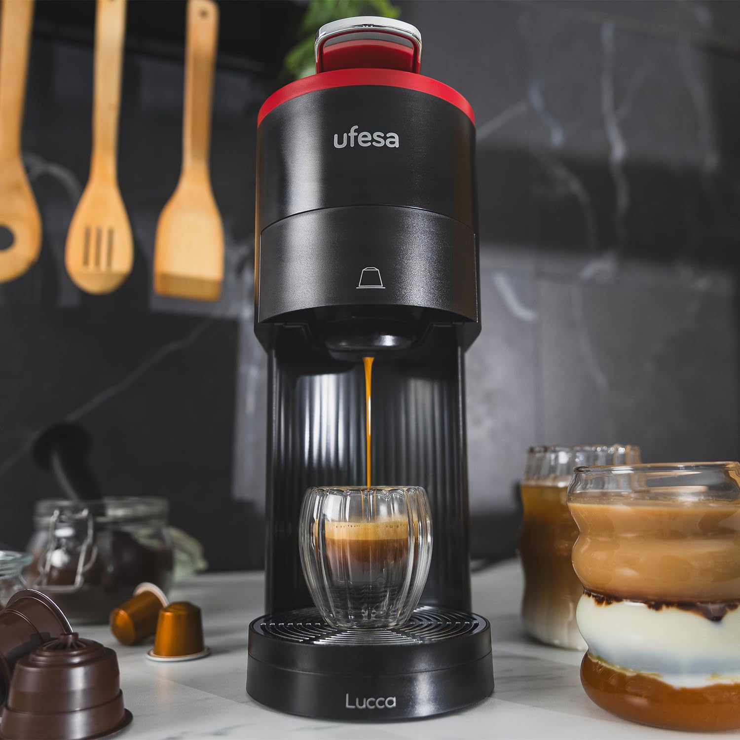 Ufesa Lucca Macchina da caffè multicapsula per caffè macinato e capsule