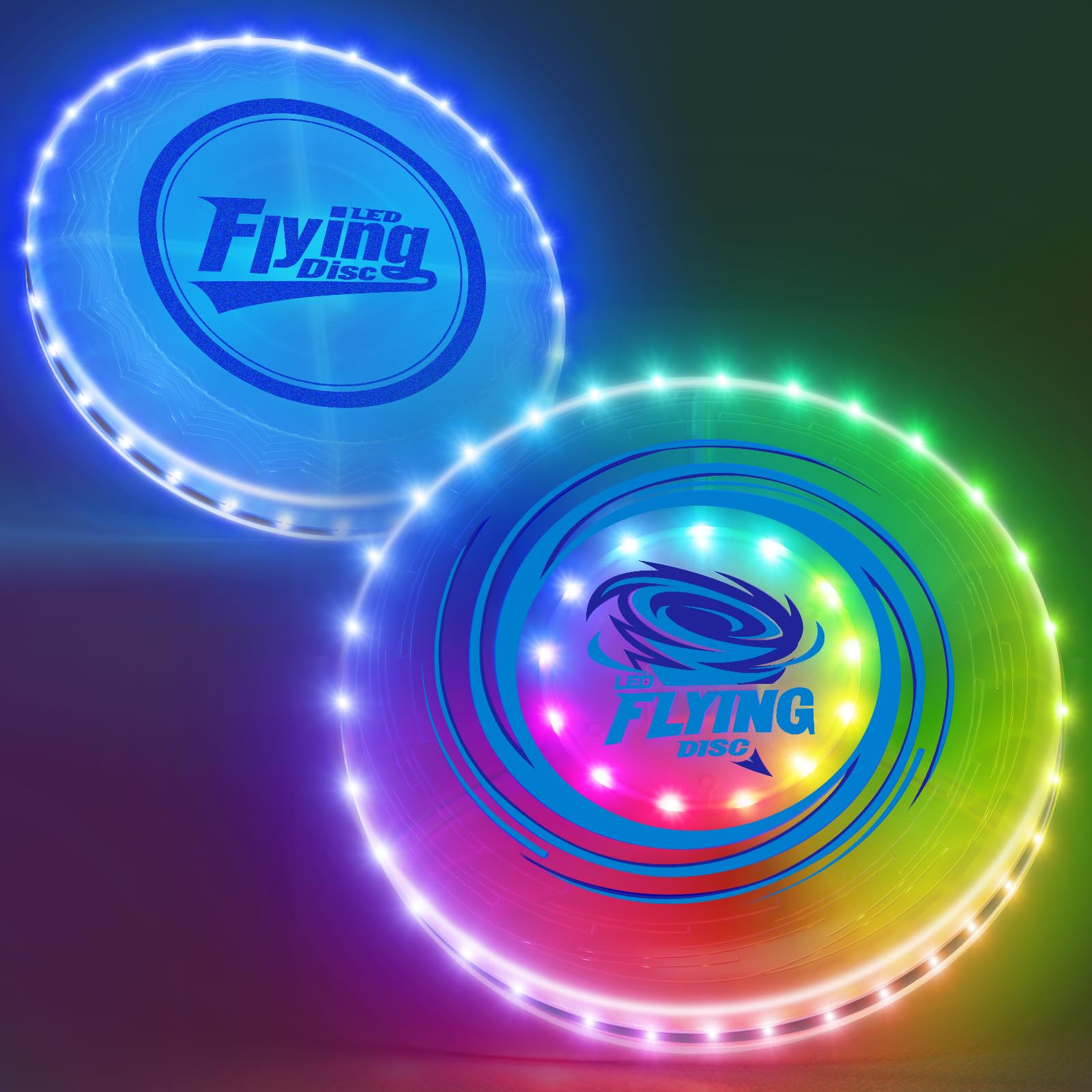 HYES 2 Pack Anillo Volador para Niños, 45 Leds, 14 Modos de Iluminación, Recargable, Ligero, Disco para Interiores y Exteriores, Juguetes Deportivos, Regalo para Niños y Niñas