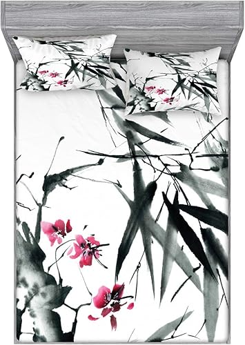 Miniatura 128 de Ambesonne Juego de sábanas bajeras y fundas de almohada, dibujos de aviones antiguos, vuelos clásicos con fechas, estilo vintage, diseño nostálgico,