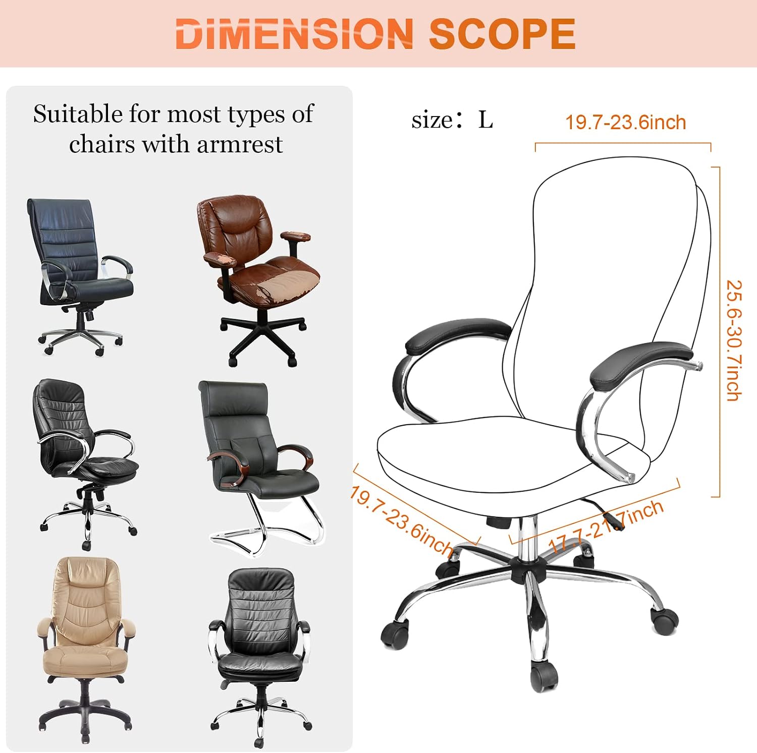 Tatuo 3 Pcs Computer Office Chair Cover Universal Rotating Chair Slipcovers Protector Removable Washable Office Armrest Covers with Zipper for High Back Seat Backrest(L,Waffle,Pink)