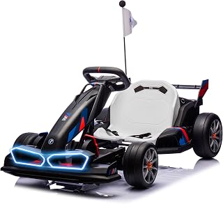 FORESEE 36V Licensed BMW Kids Electric Go Kart, Battery Powered Drift Kart w/Adjustable Seat, Ride On Toy for Big Kids Ages 6+, 8.6MPH Racing Go Cart w/600W Motor, LED Lights & Safety Belt, Black